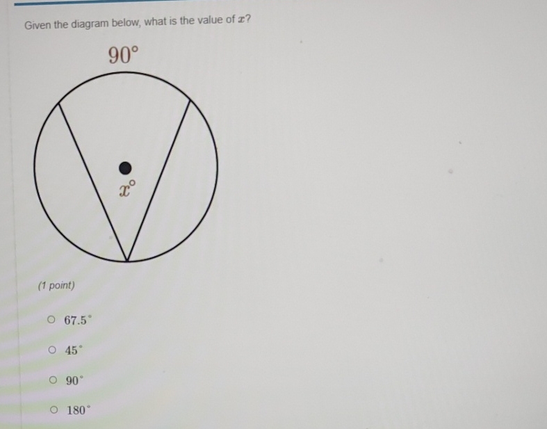 Solved Given the diagram below, what is the value of x ?(1 | Chegg.com