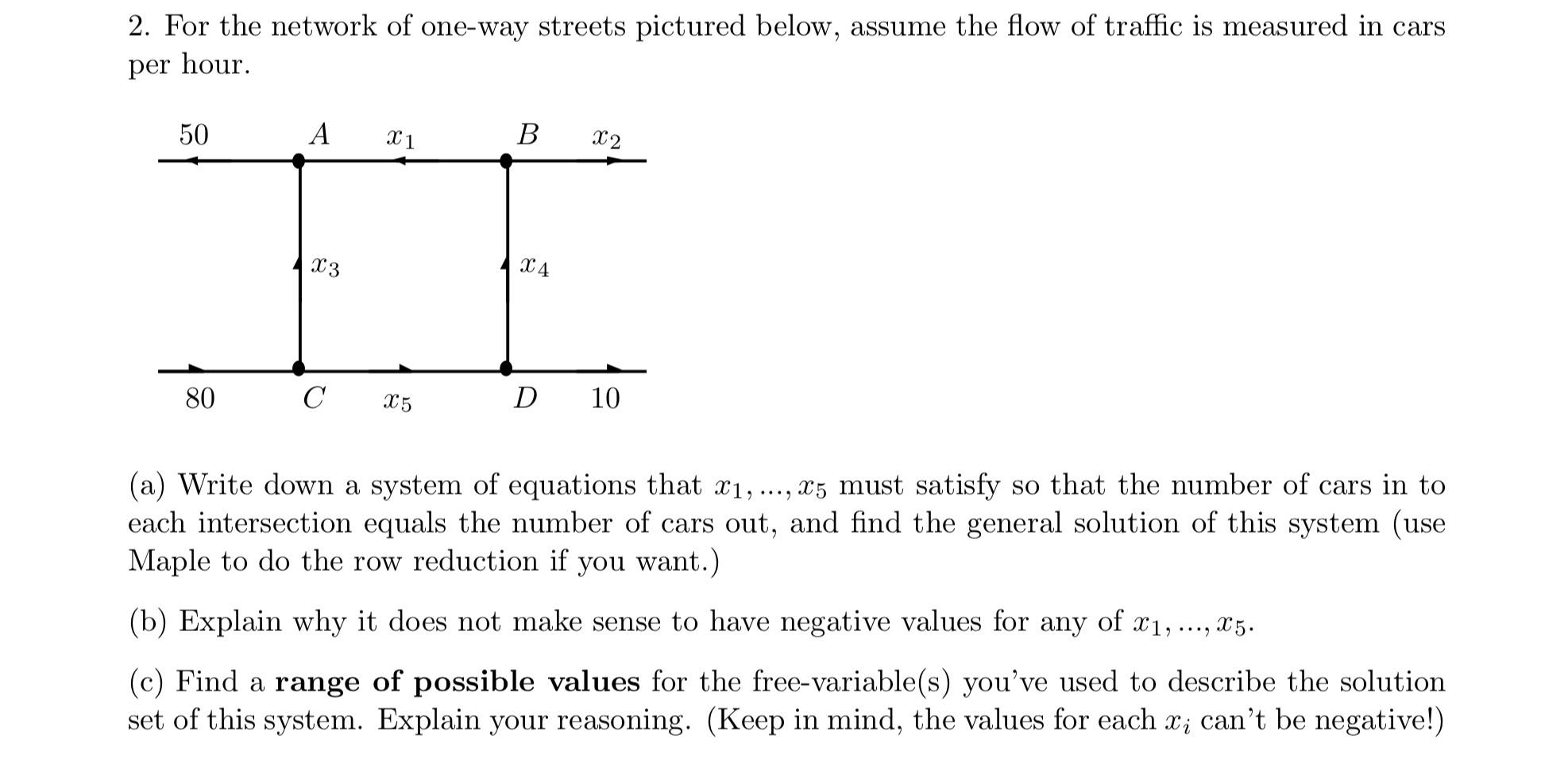 For the network of one-way streets pictured below, | Chegg.com
