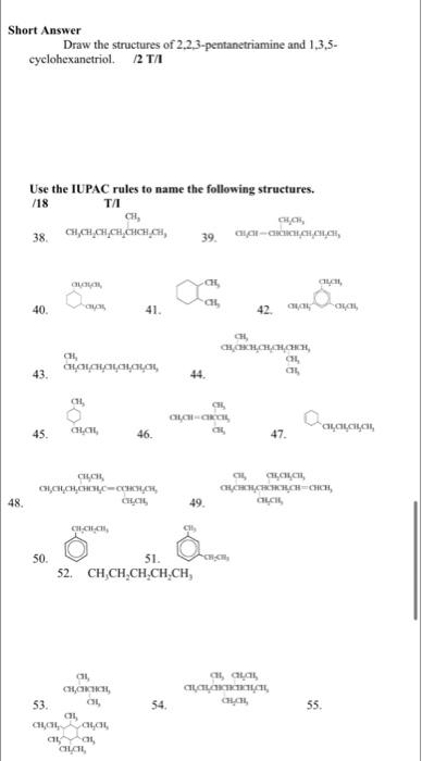 Solved Short Answer Draw the structures of | Chegg.com