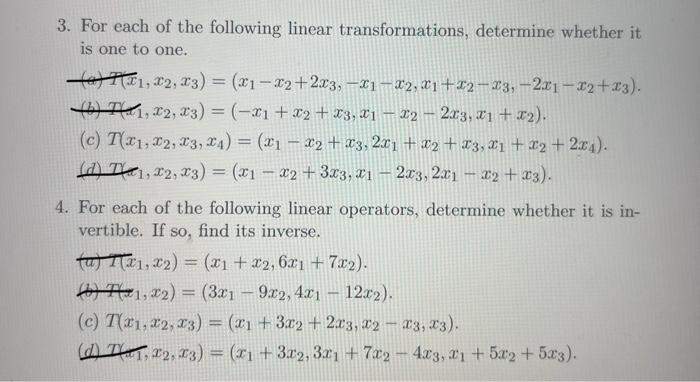 Solved For Each Of The Following Linear Transformations, | Chegg.com