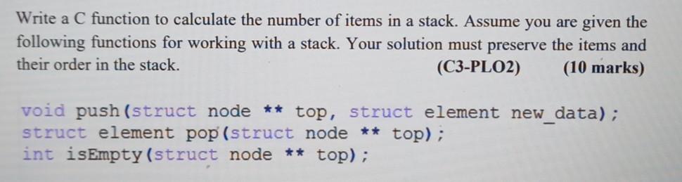Solved Write a C function to calculate the number of items | Chegg.com
