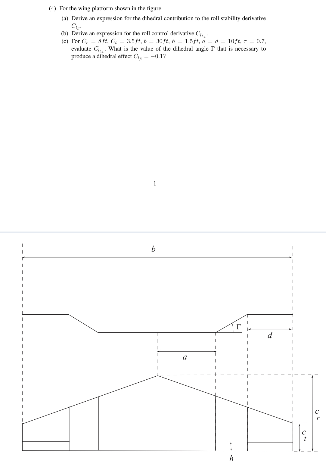 Solved (4) ﻿For the wing platform shown in the figure(a) | Chegg.com