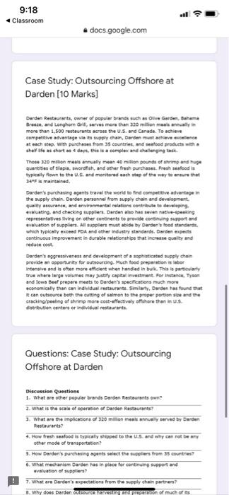 outsourcing offshore at darden case study answers