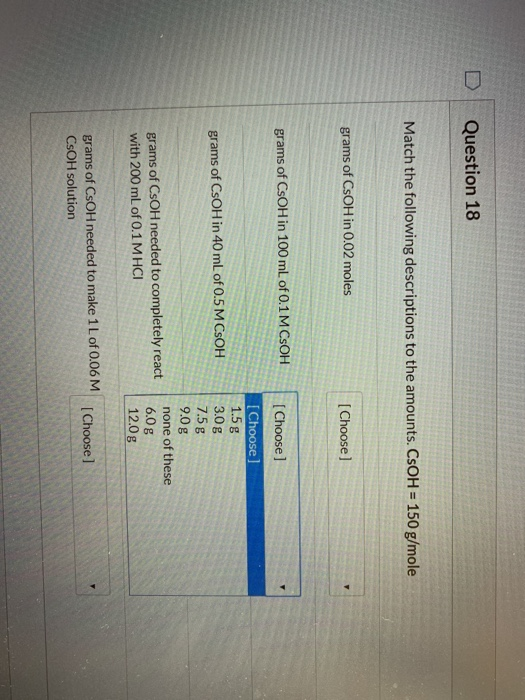 Solved Question 18 5 pts Match the following descriptions to | Chegg.com