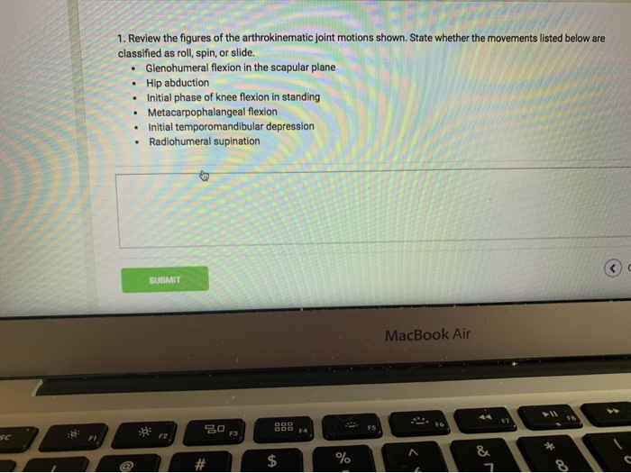 Solved 1. Review the figures of the arthrokinematic joint | Chegg.com