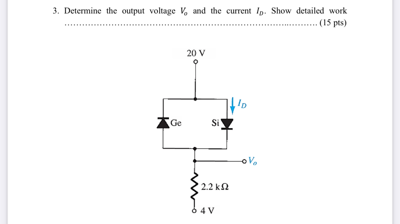 Solved Determine the output voltage Vo ﻿and the current ID. | Chegg.com