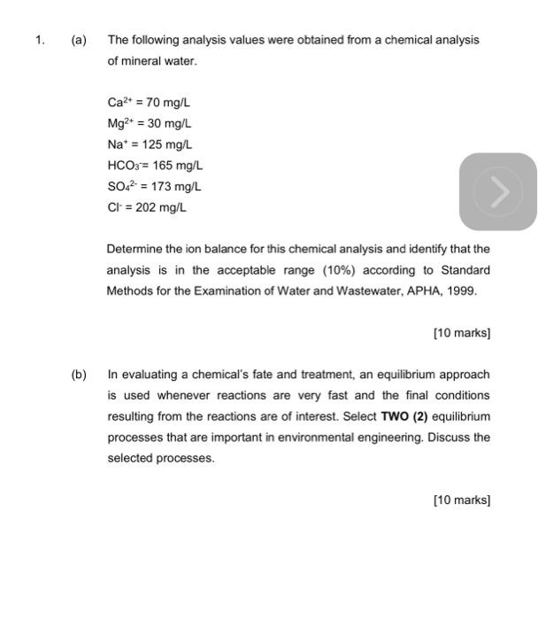 Solved (a) The Following Analysis Values Were Obtained From 