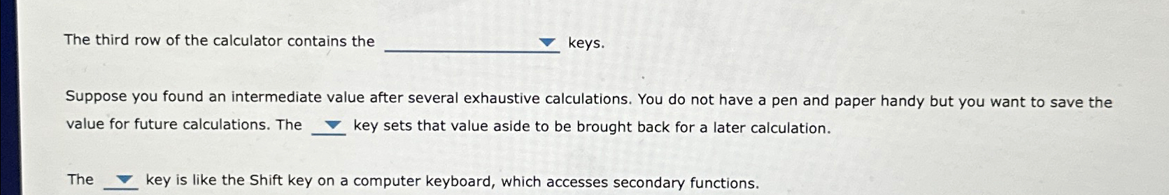 Solved The third row of the calculator contains the Chegg