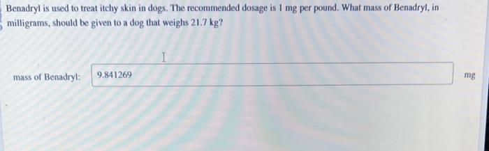 How many mg per best sale pound of benadryl for dogs