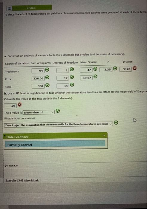 Solved eBook To study the effect of temperature on yield in | Chegg.com