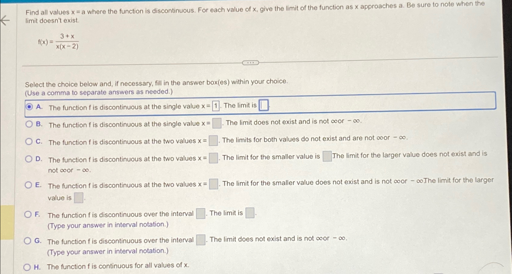 Solved Find all values x= ﻿a where the function is | Chegg.com