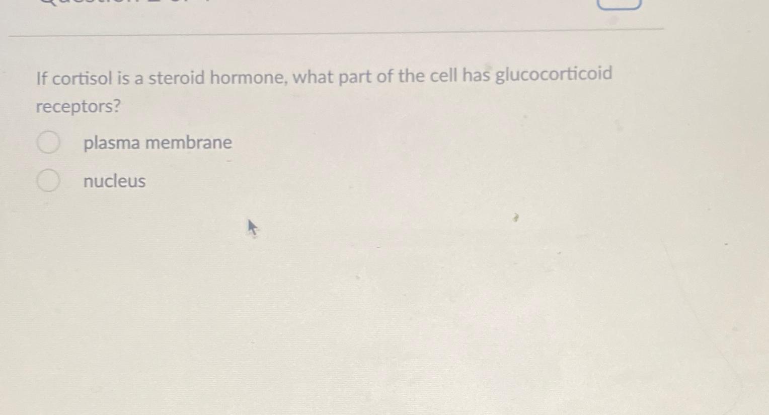 Solved If cortisol is a steroid hormone, what part of the | Chegg.com