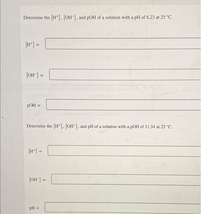 Solved Determine The [OH-], PH, And POH Of A Solution With A | Chegg.com