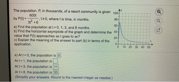 Solved The Population P In Thousands Of A Resort Commun Chegg Com