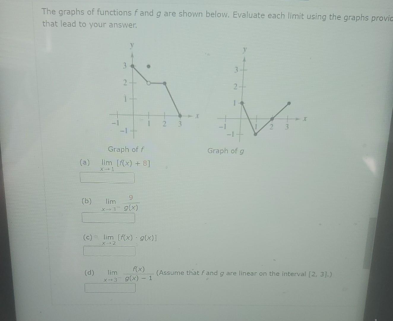 2 4 Points The Graphs Of F And G Are Shown Find Chegg Com