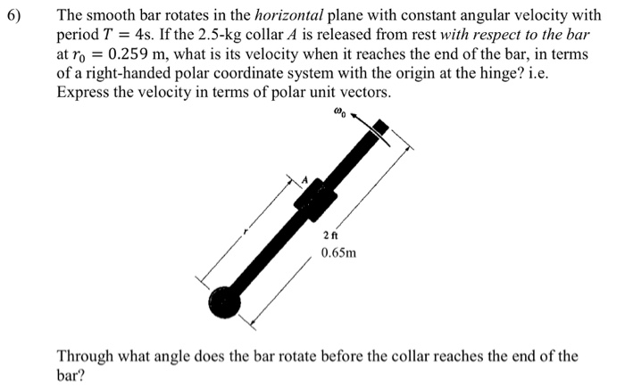 Solved The smooth bar rotates in the horizontal plane with | Chegg.com