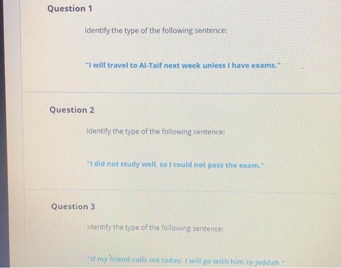 Solved Question 1 Identify the type of the following | Chegg.com