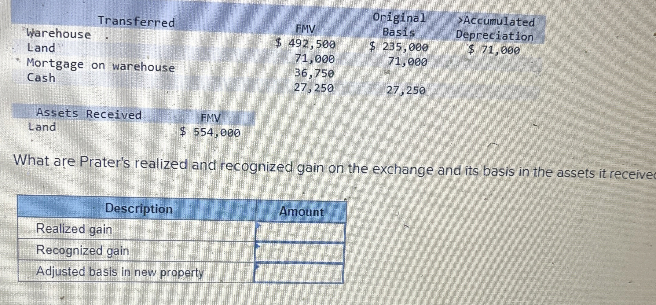 Solved What are Prater's realized and recognized gain on the | Chegg.com