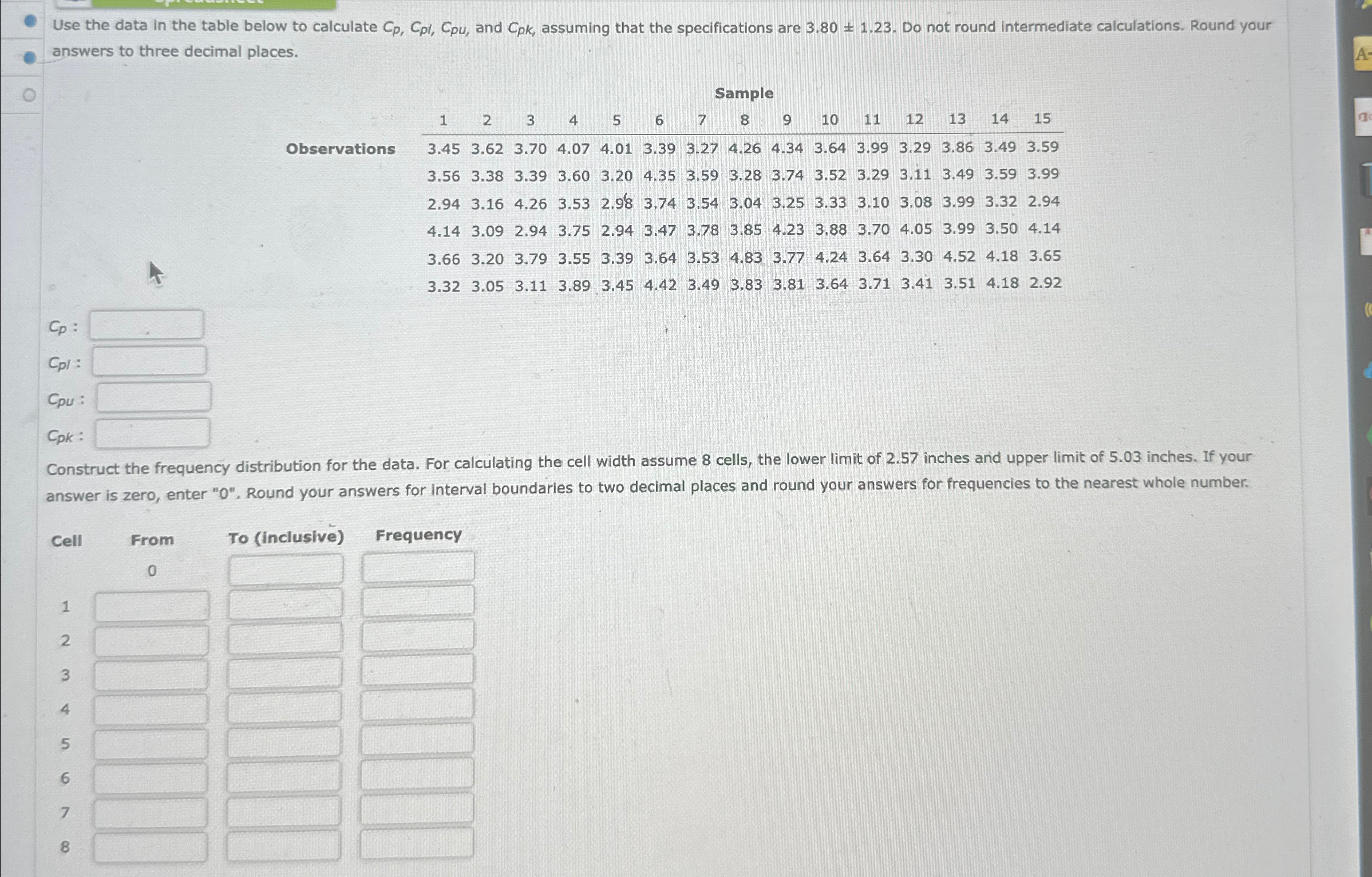 Solved Use the data in the table below to calculate | Chegg.com