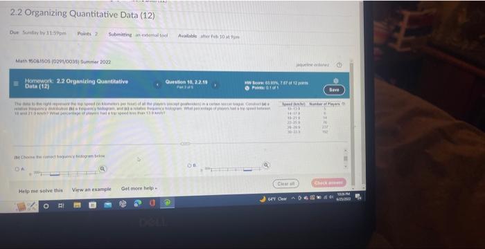 Solved 2.2 Organizing Quantitative Data (12) Due Sunday by | Chegg.com