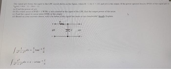 Solved The signals) forma tbe put to the IPF circut shown in | Chegg.com