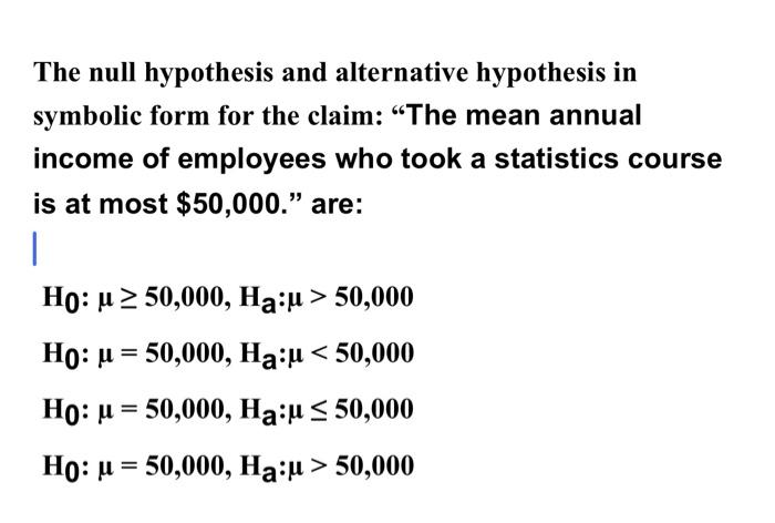 null hypothesis and alternative hypothesis practice problems