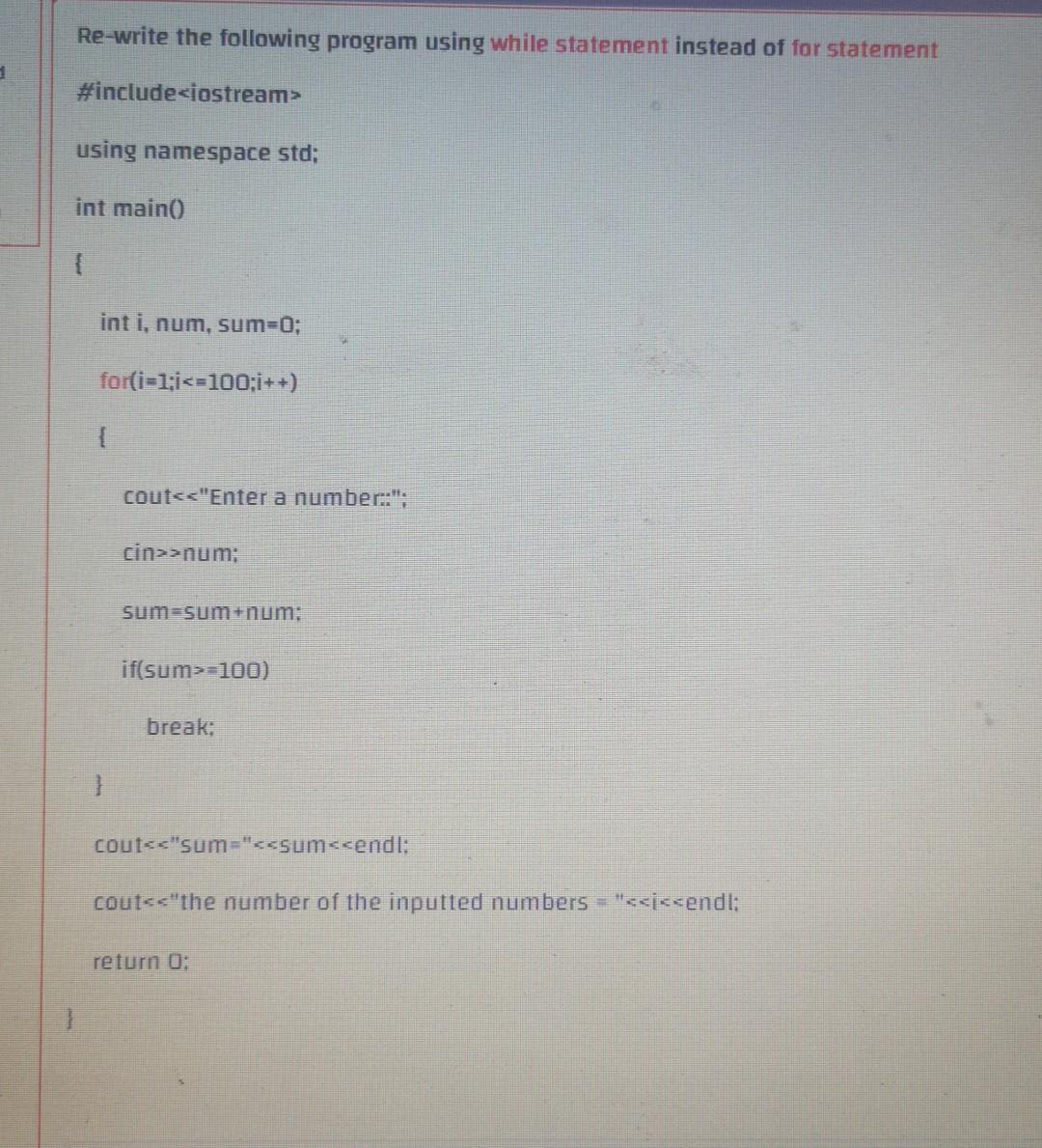Solved Write a program to print out the sum of the odd | Chegg.com