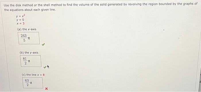 Solved Jse the disk method or the shell method to find the | Chegg.com