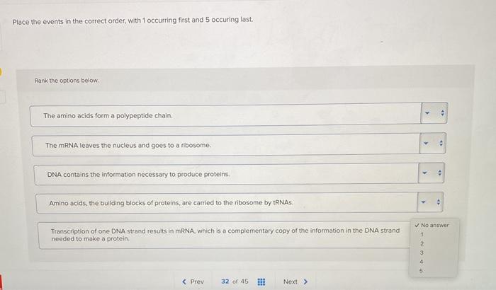 Solved Place the events in the correct order, with 1 | Chegg.com