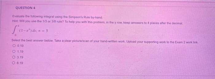 Solved use simpsons rule to solve integral. please try to | Chegg.com
