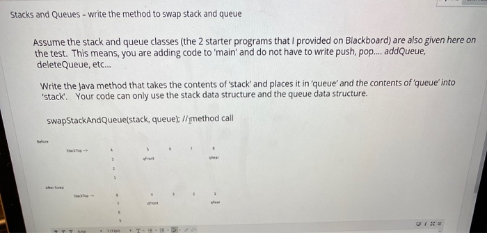 Solved Stacks and Queues - write the method to swap stack | Chegg.com