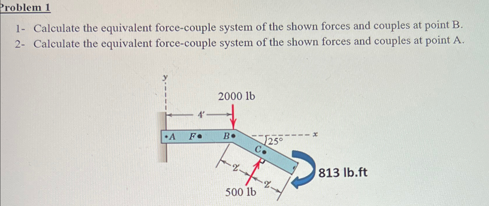 Solved Problem 11- ﻿Calculate the equivalent force-couple | Chegg.com