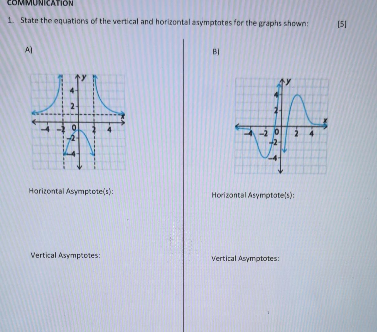 Solved 1. State the equations of the vertical and horizontal | Chegg.com