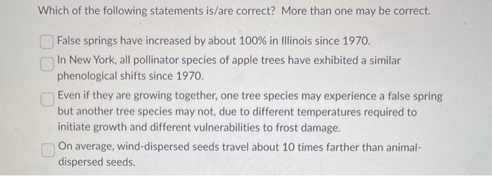 Solved Which of the following statements is/are correct? | Chegg.com