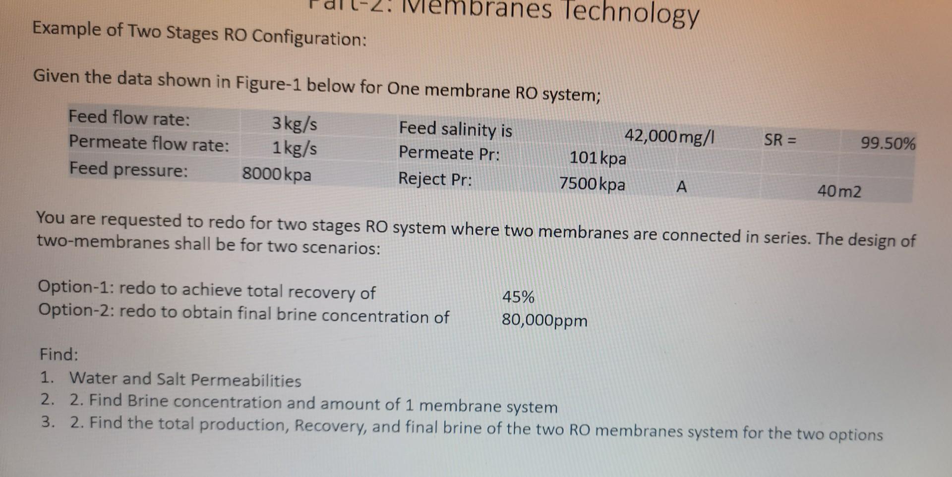 Solved Example of Two Stages RO Configuration: Given the | Chegg.com