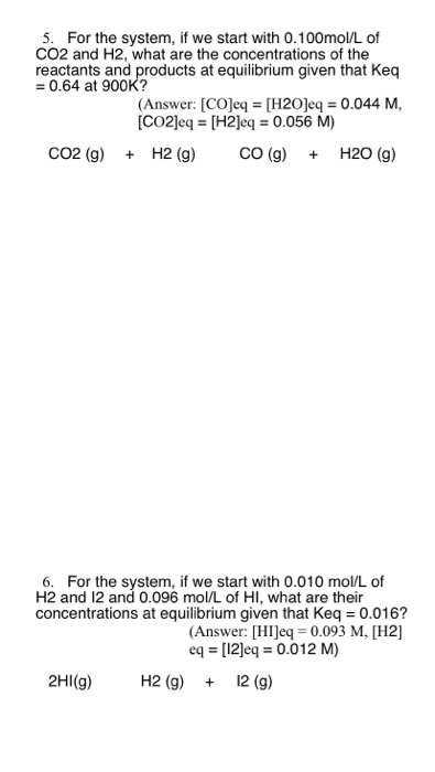 Solved Keq and ICE Problems Worksheet 1. Calculate the | Chegg.com