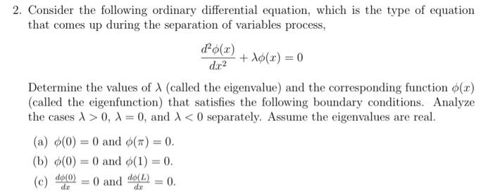 Solved Consider the following ordinary differential | Chegg.com