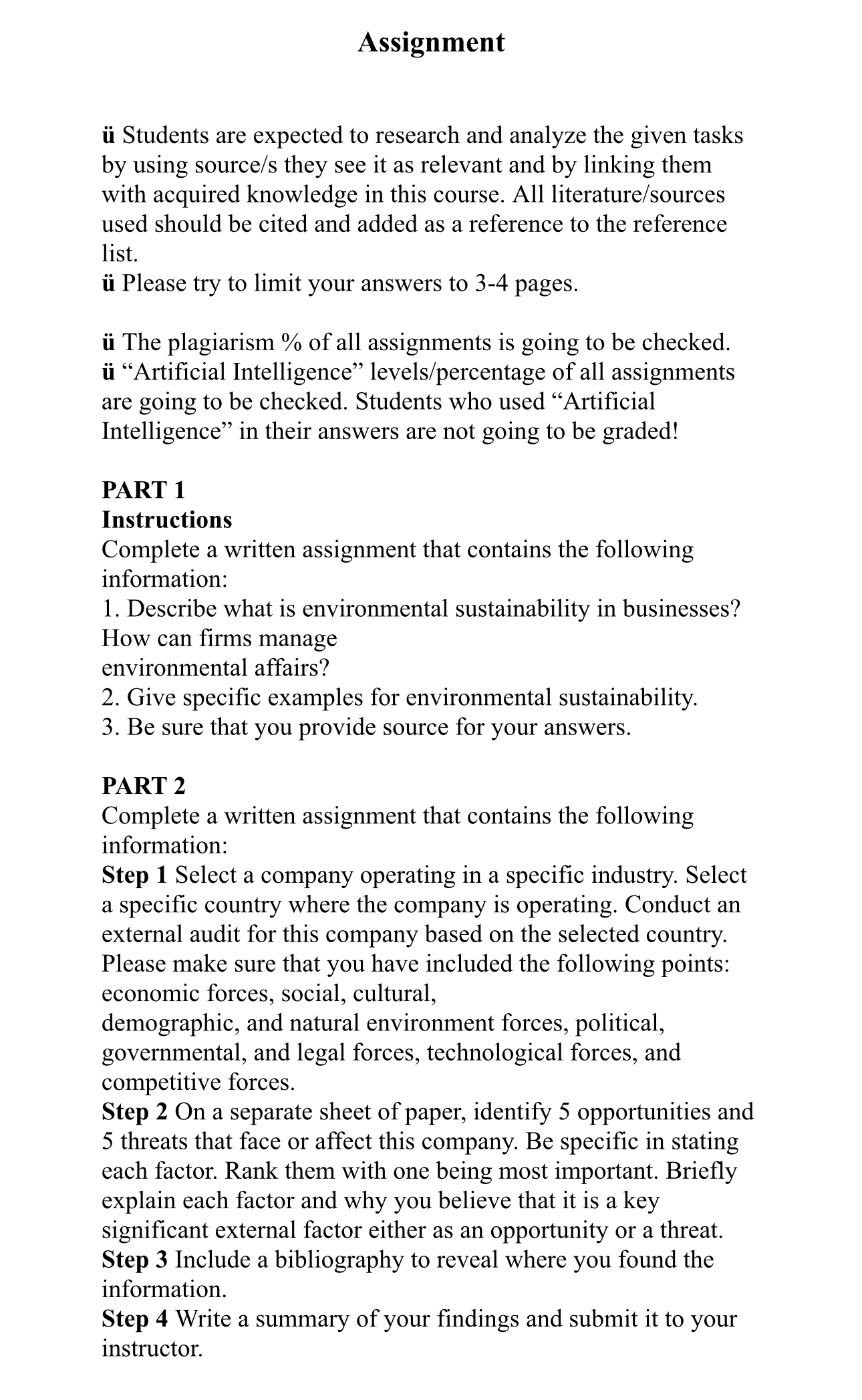 Solved Assignmentü ﻿Students are expected to research and | Chegg.com