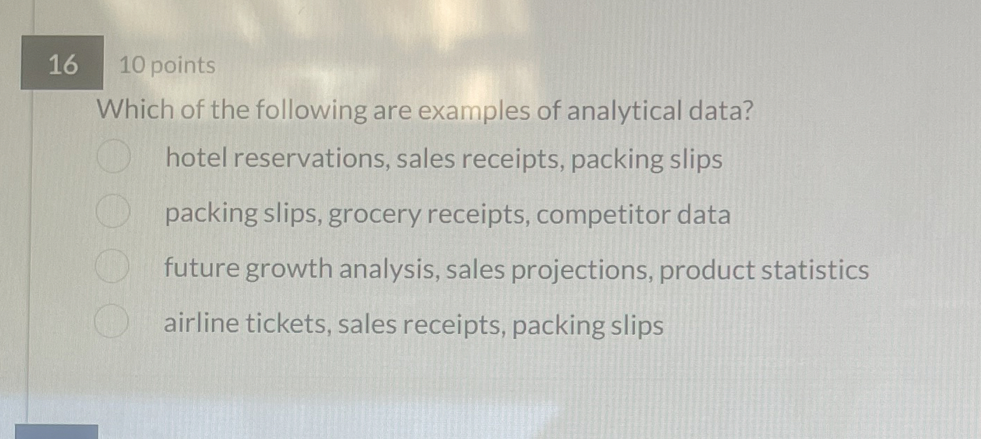 Solved 16 10 ﻿pointsWhich of the following are examples of