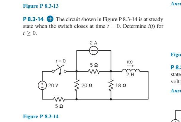 Solved P 8.3-14 + The circuit shown in Figure P 8.3-14 is at | Chegg.com