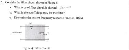 Solved Consider the filter circuit shown in Figure 6. What | Chegg.com