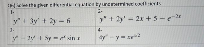 Solved Q6) Solve the given differential equation by | Chegg.com