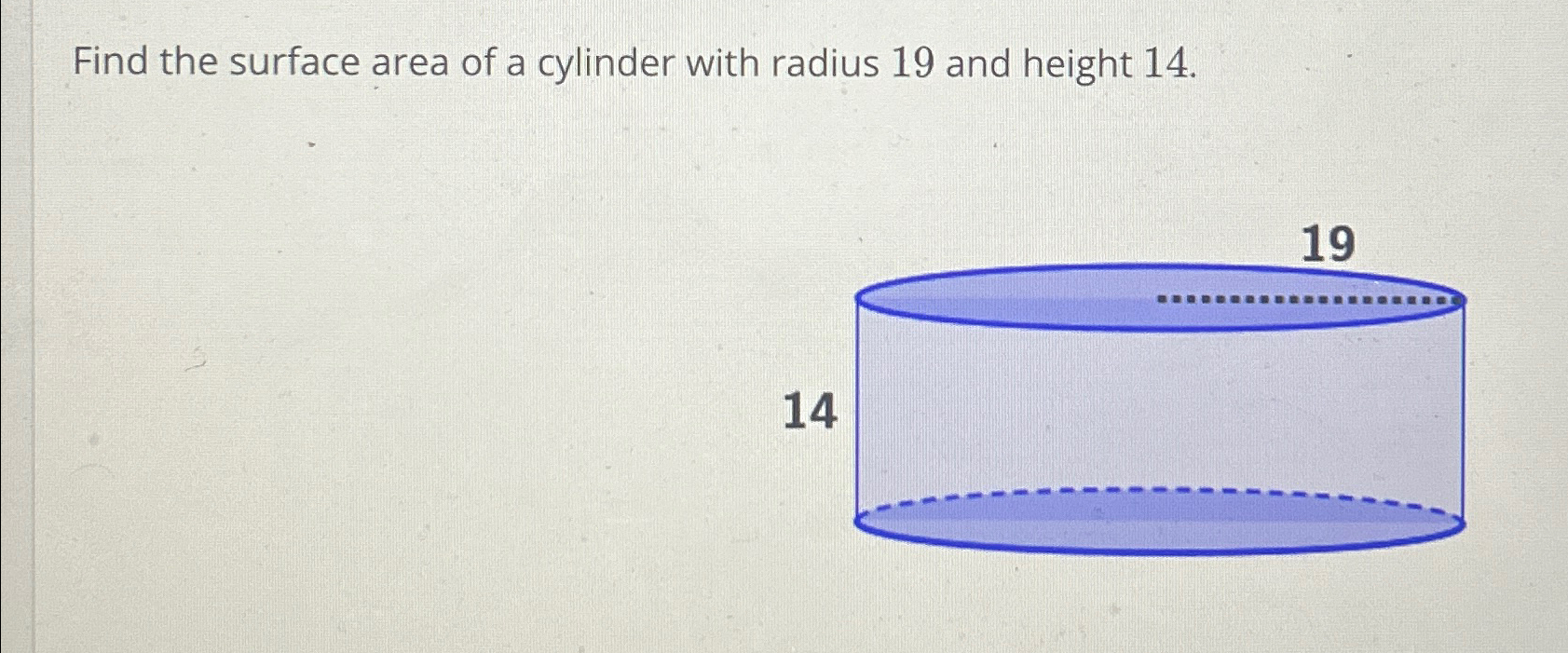 find the surface area of a cylinder with radius and height
