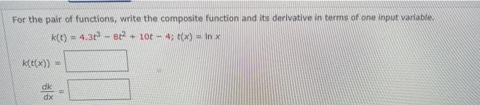 Solved For the pair of functions, write the composite | Chegg.com