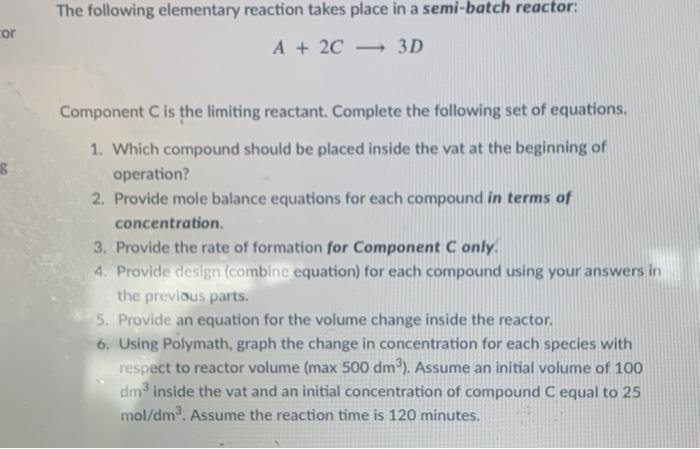 Solved The following elementary reaction takes place in a | Chegg.com