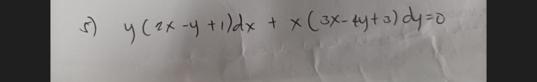 5) \( y(2 x-y+1) d x+x(3 x-4 y+3) d y=0 \)