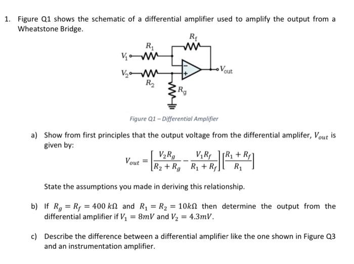 Solved 1. Figure Q1 shows the schematic of a differential | Chegg.com