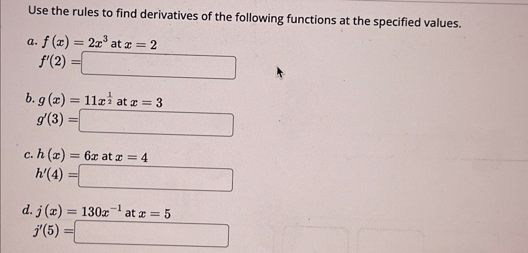 Solved Use the rules to find derivatives of the following | Chegg.com
