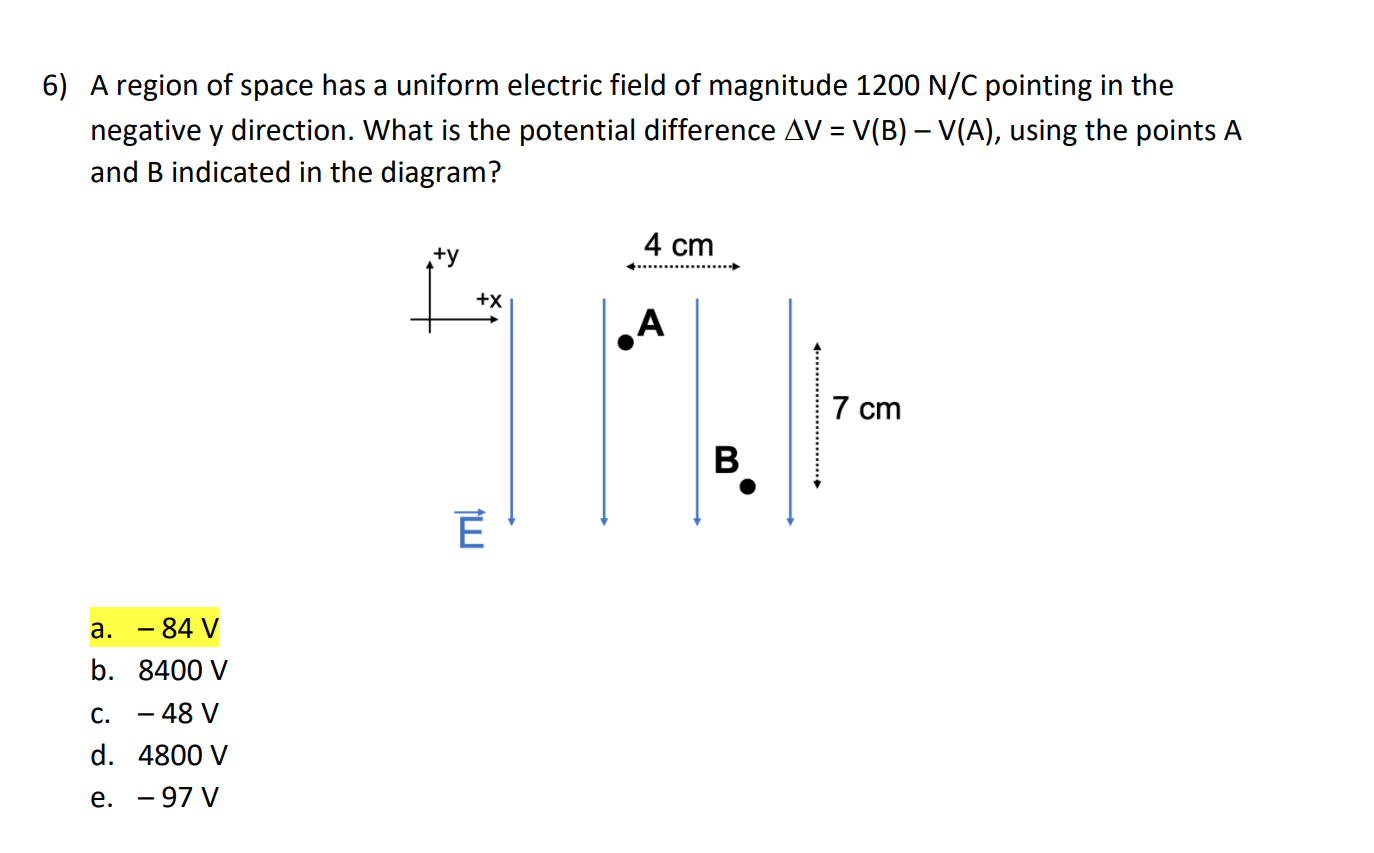 Solved A region of space has a uniform electric field of | Chegg.com