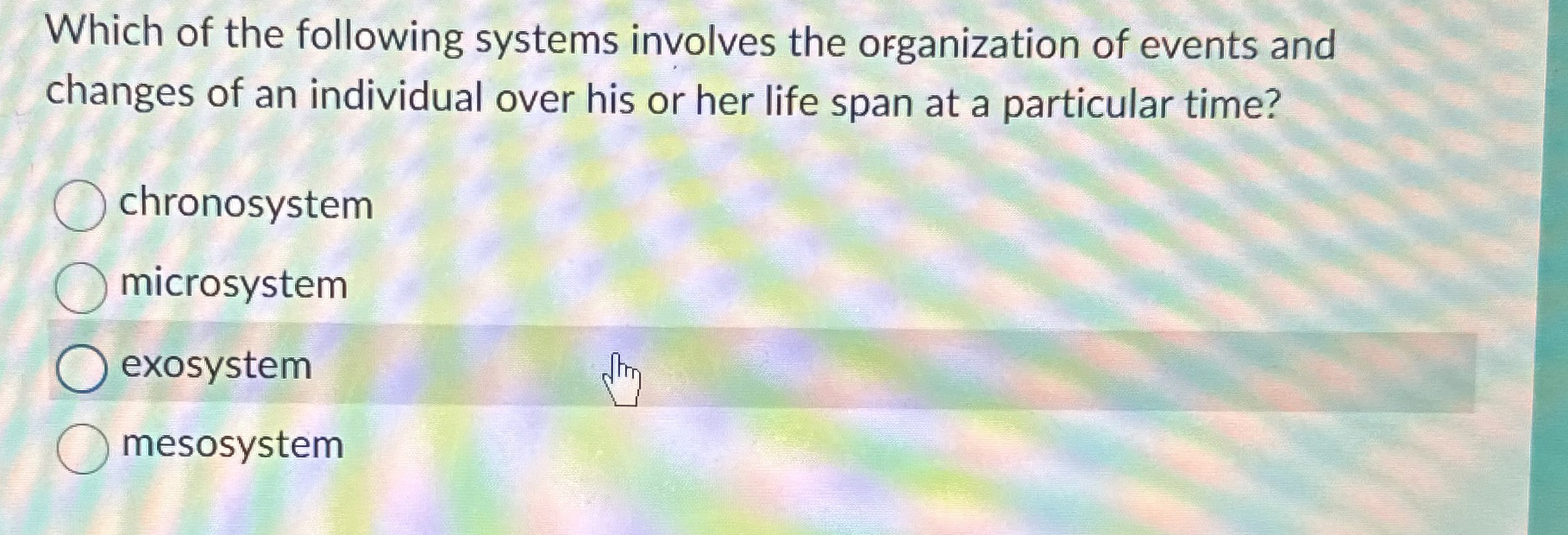 Solved Which of the following systems involves the | Chegg.com